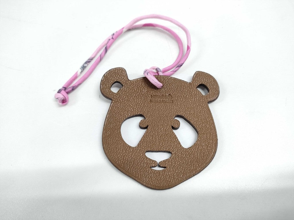 HERMES エルメス バッグチャーム プティアッシュ チャーム ブラウン レザー レディース パンダモチーフ 新品未使用展示品