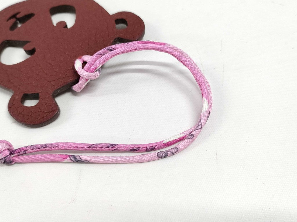 HERMES エルメス バッグチャーム プティアッシュ チャーム ブラウン レザー レディース パンダモチーフ 新品未使用展示品