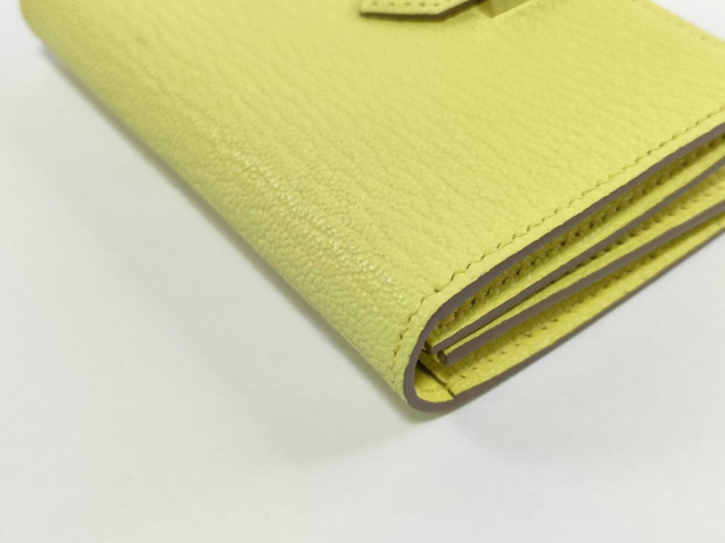 HERMES エルメス カードケース ベアン リモンチェッロ シェーブル ユニセックス シルバー金具 新古未使用展示品