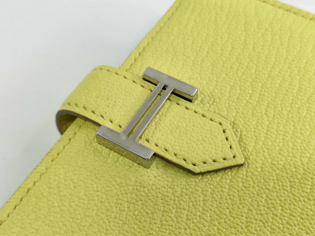 HERMES エルメス カードケース ベアン リモンチェッロ シェーブル ユニセックス シルバー金具 新古未使用展示品