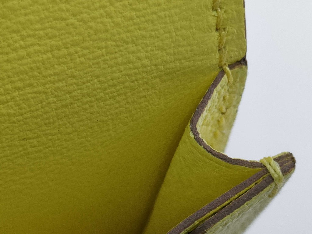 HERMES エルメス カードケース ベアン リモンチェッロ シェーブル ユニセックス シルバー金具 新古未使用展示品