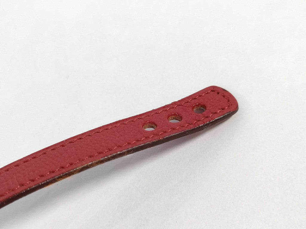 HERMES エルメス ブレスレット セリエ ルーピング レッド系 ブラック系 レザー レディース シルバー金具