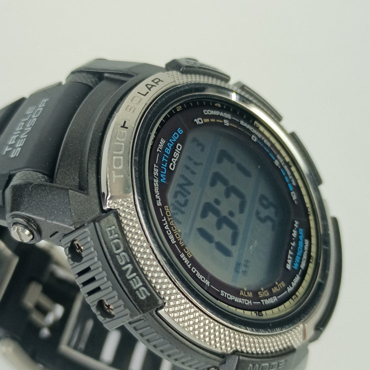 CASIO カシオ 時計 プロトレック トリプルセンサー PRW20001ER ブラック ラバー メンズ デジタル 美品