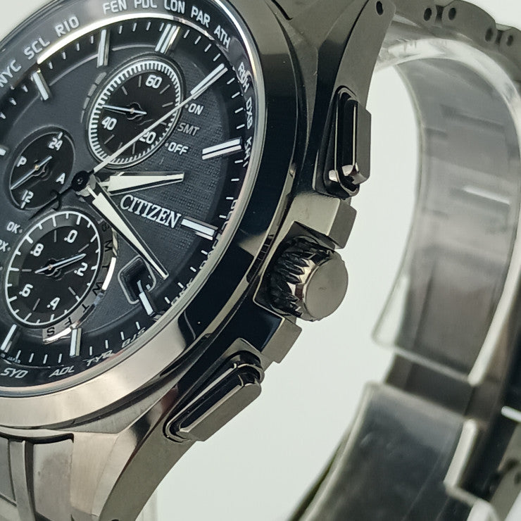 CITIZEN シチズン 時計 アテッサエコドライブ ブラックチタンシリーズ H804T019731/AT804456E ブラック TI メンズ 美品