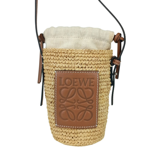 LOEWE ロエベ ショルダーバッグ CYLINDER POCKET C000P71X01 2435/NATURAL+TAN ラフィア レディース