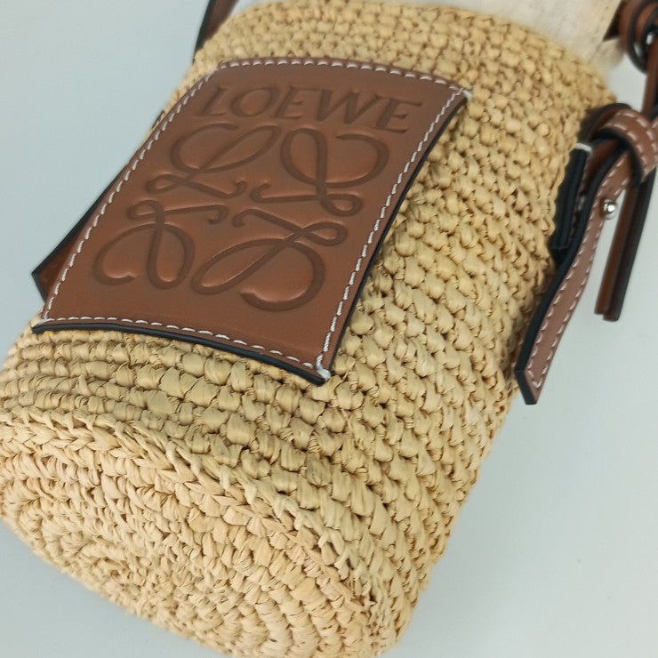 LOEWE ロエベ ショルダーバッグ CYLINDER POCKET C000P71X01 2435/NATURAL+TAN ラフィア レディース