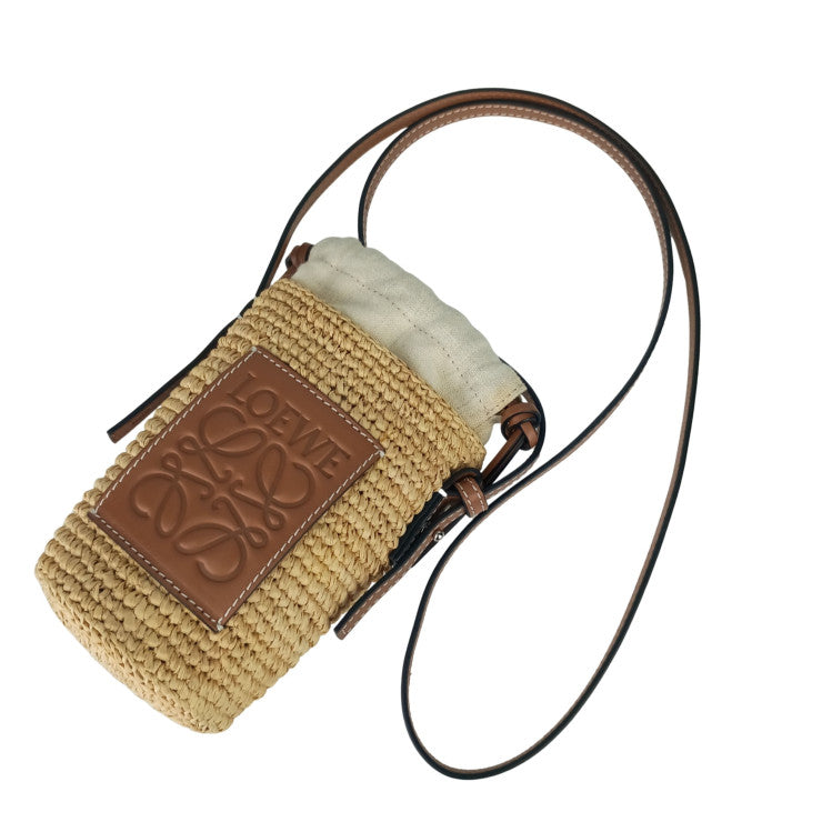 LOEWE ロエベ ショルダーバッグ CYLINDER POCKET C000P71X01 2435/NATURAL+TAN ラフィア レディース