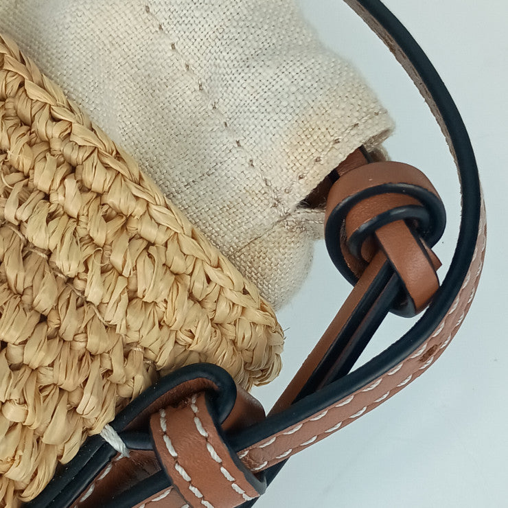 LOEWE ロエベ ショルダーバッグ CYLINDER POCKET C000P71X01 2435/NATURAL+TAN ラフィア レディース