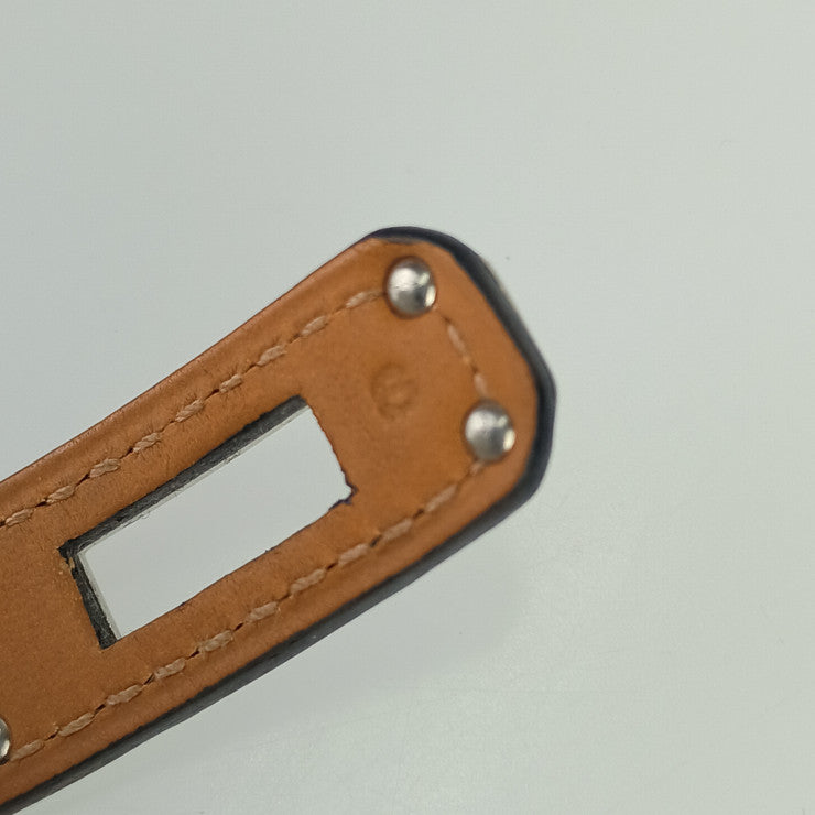 HERMES エルメス ブレスレット KELLY DOUBLE TOUR 066303CK BLUE TEMPETE アリゲーター ユニセックス シルバー金具 美品