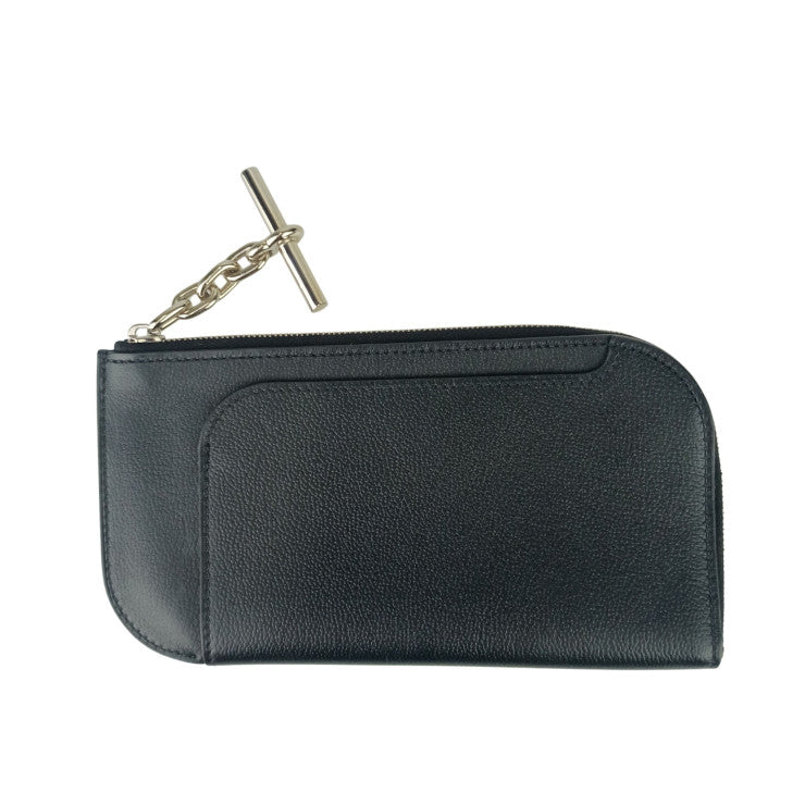 HERMES エルメス スマホカバー STRAP GM 082371CK BLACK ブラック アレグレット ユニセックス L字ファスナー シルバー金具 美品