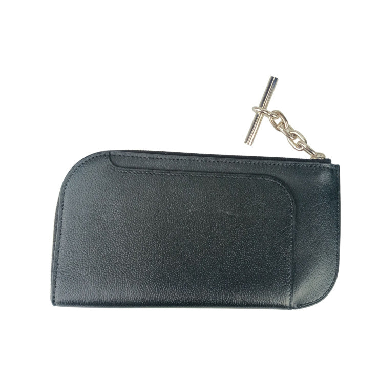 HERMES エルメス スマホカバー STRAP GM 082371CK BLACK ブラック アレグレット ユニセックス L字ファスナー シルバー金具 美品