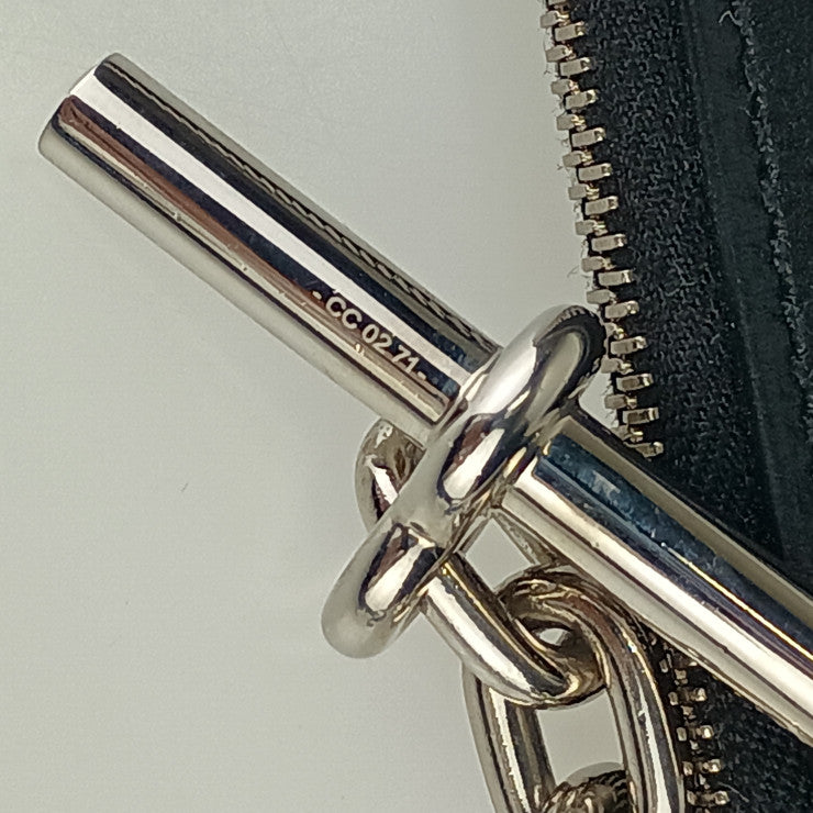 HERMES エルメス スマホカバー STRAP GM 082371CK BLACK ブラック アレグレット ユニセックス L字ファスナー シルバー金具 美品