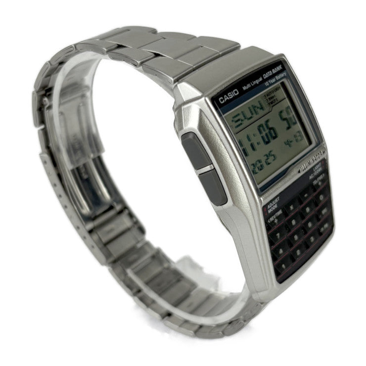 美品 CASIO カシオ 腕時計 DATA BANK データバンク DBC32D-1A シルバー ステンレス メンズ 計算機