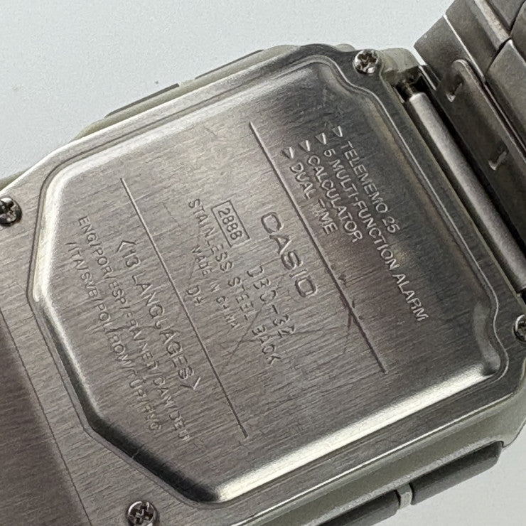 美品 CASIO カシオ 腕時計 DATA BANK データバンク DBC32D-1A シルバー ステンレス メンズ 計算機