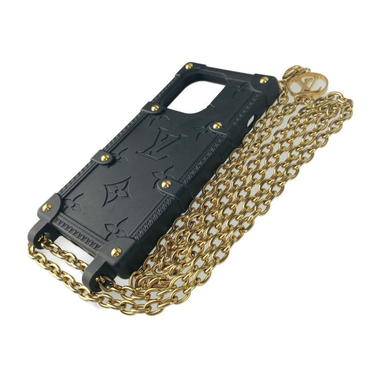 LOUIS VUITTON ルイ ヴィトン スマートフォンケース リ・トランク IPHONE 14 PRO M81997 ブラック ゴールド金具 TPU レディース ショルダー付きスマホカバー LVサークル モノグラム