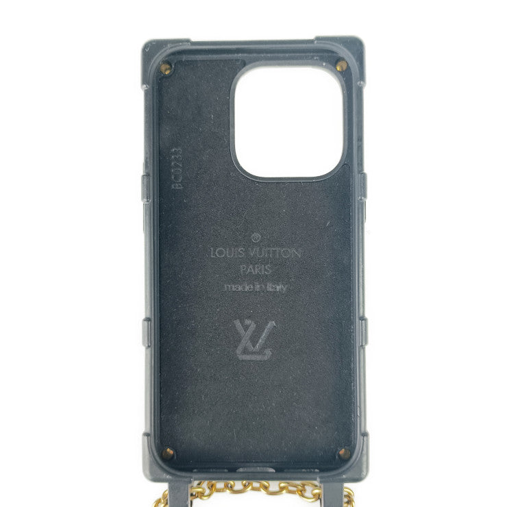 LOUIS VUITTON ルイ ヴィトン スマートフォンケース リ・トランク IPHONE 14 PRO M81997 ブラック ゴールド金具 TPU レディース ショルダー付きスマホカバー LVサークル モノグラム