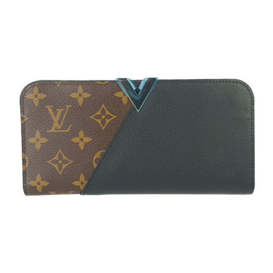 新品未使用展示品 LOUIS VUITTON ルイ ヴィトン 長財布 ポルトフォイユ・キモノ M56175 ブラウン ブラック ゴールド金具 モノグラムキャンバス レザー レディース 二つ折り財布