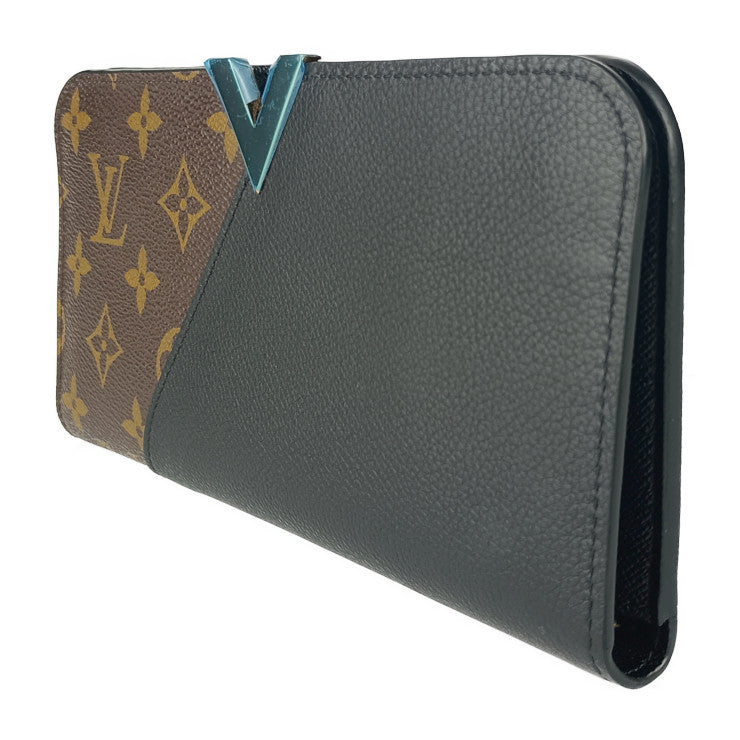 新品未使用展示品 LOUIS VUITTON ルイ ヴィトン 長財布 ポルトフォイユ・キモノ M56175 ブラウン ブラック ゴールド金具 モノグラムキャンバス レザー レディース 二つ折り財布