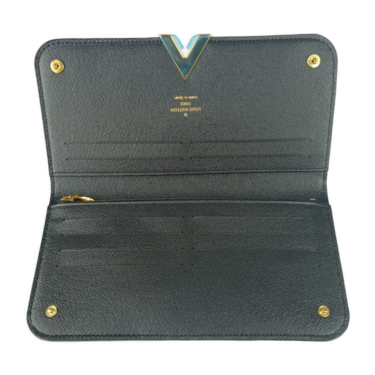 新品未使用展示品 LOUIS VUITTON ルイ ヴィトン 長財布 ポルトフォイユ・キモノ M56175 ブラウン ブラック ゴールド金具 モノグラムキャンバス レザー レディース 二つ折り財布