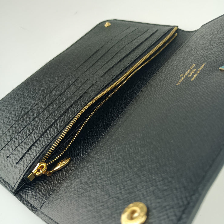 新品未使用展示品 LOUIS VUITTON ルイ ヴィトン 長財布 ポルトフォイユ・キモノ M56175 ブラウン ブラック ゴールド金具 モノグラムキャンバス レザー レディース 二つ折り財布