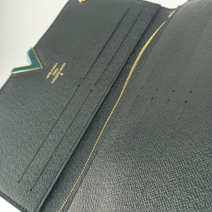 新品未使用展示品 LOUIS VUITTON ルイ ヴィトン 長財布 ポルトフォイユ・キモノ M56175 ブラウン ブラック ゴールド金具 モノグラムキャンバス レザー レディース 二つ折り財布