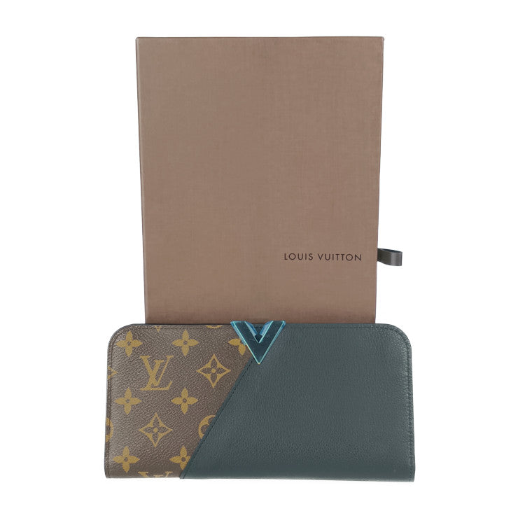 新品未使用展示品 LOUIS VUITTON ルイ ヴィトン 長財布 ポルトフォイユ・キモノ M56175 ブラウン ブラック ゴールド金具 モノグラムキャンバス レザー レディース 二つ折り財布