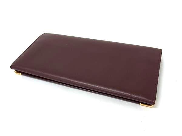 Cartier カルティエ 財布 マストライン 二つ折り 長財布 L3000117 ボルドー系 レザー ユニセックス ゴールド金具