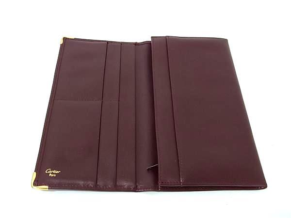 Cartier カルティエ 財布 マストライン 二つ折り 長財布 L3000117 ボルドー系 レザー ユニセックス ゴールド金具