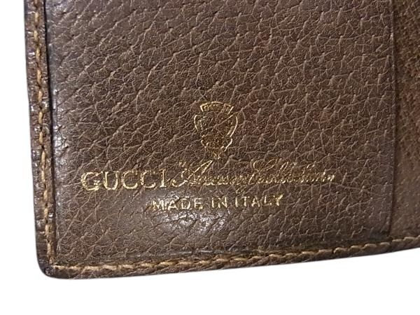 GUCCI グッチ 財布 オールドグッチ アクセサリーコレクション 二つ折り財布 ブラウン系 GGスプリームキャンバス レザー ユニセックス ヴィンテージ シェリーライン アクセコ