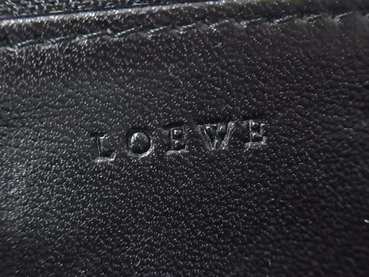 LOEWE ロエベ コインケース アナグラム コインパース ブラウン系 キャンバス レザー レディース ラウンドファスナー ゴールド金具 美品