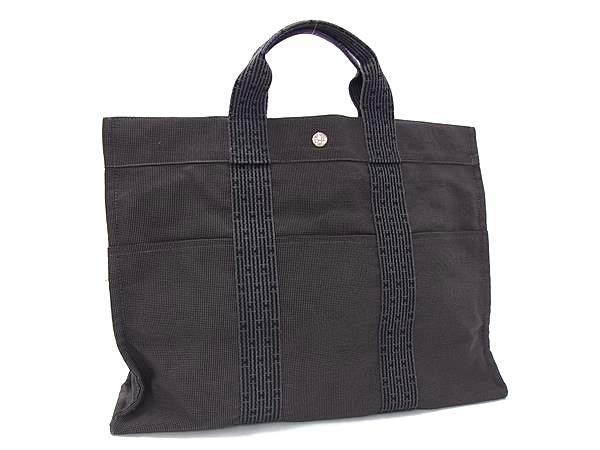 HERMES エルメス トートバッグ エールライン トートMM グレー シルバー金具 キャンバス ユニセックス シルバー金具 美品