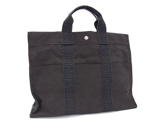 HERMES エルメス トートバッグ エールライン トートMM グレー シルバー金具 キャンバス ユニセックス シルバー金具 美品