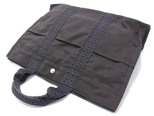 HERMES エルメス トートバッグ エールライン トートMM グレー シルバー金具 キャンバス ユニセックス シルバー金具 美品