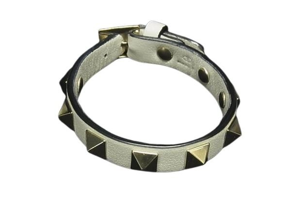 VALENTINO GARAVANI ヴァレンティノ ガラヴァーニ ブレスレット ロックスタッズ TW0J0255VIT アイボリー系 レザー レディース ゴールド金具