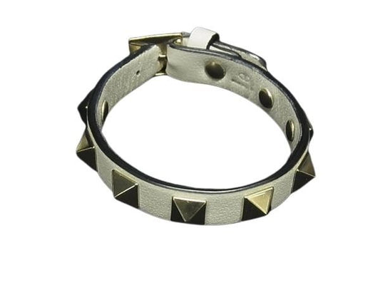 VALENTINO GARAVANI ヴァレンティノ ガラヴァーニ ブレスレット ロックスタッズ TW0J0255VIT アイボリー系 レザー レディース ゴールド金具