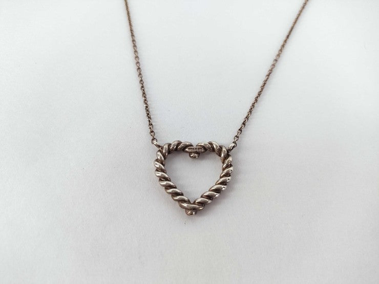 Tiffany&Co. ティファニー ネックレス ハート ツイスト シルバー系 Ag925 レディース 美品