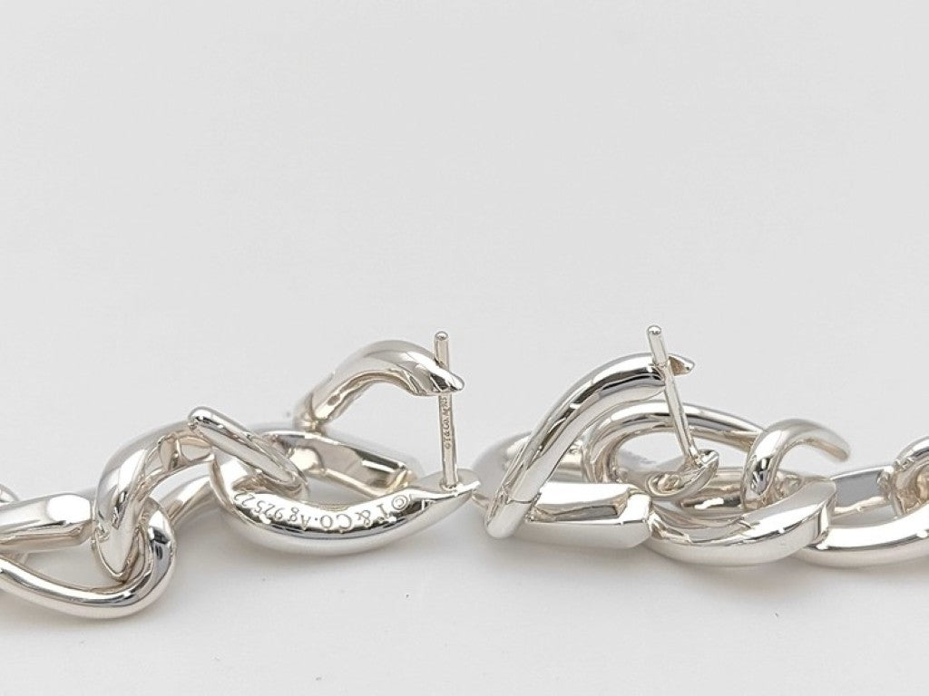 Tiffany&Co. ティファニー ピアス フォージ ドロップリンク シルバー系 Ag925 レディース 美品