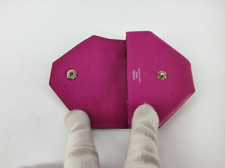 HERMES エルメス コインケース ル ヴァンキャトル ピンク系 ヴォーエプソン レディース シルバー金具 美品