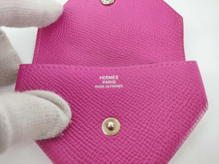 HERMES エルメス コインケース ル ヴァンキャトル ピンク系 ヴォーエプソン レディース シルバー金具 美品