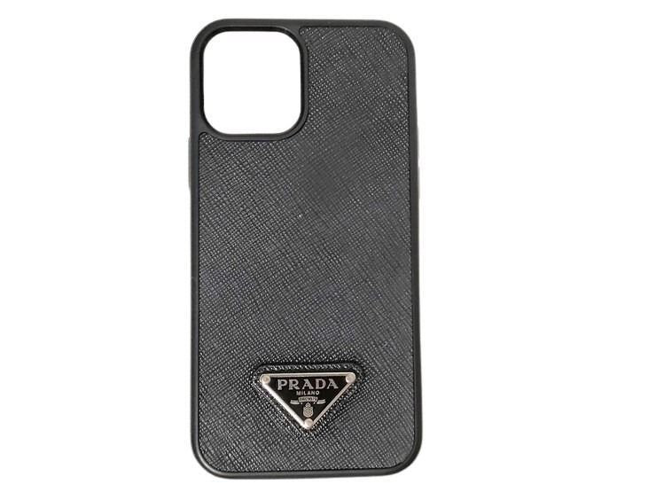 PRADA プラダ スマホカバー iPhoneケース トライアングルロゴ 2ZH133 ブラック系 サフィアーノ ユニセックス iPhone 12＆12 Pro 美品