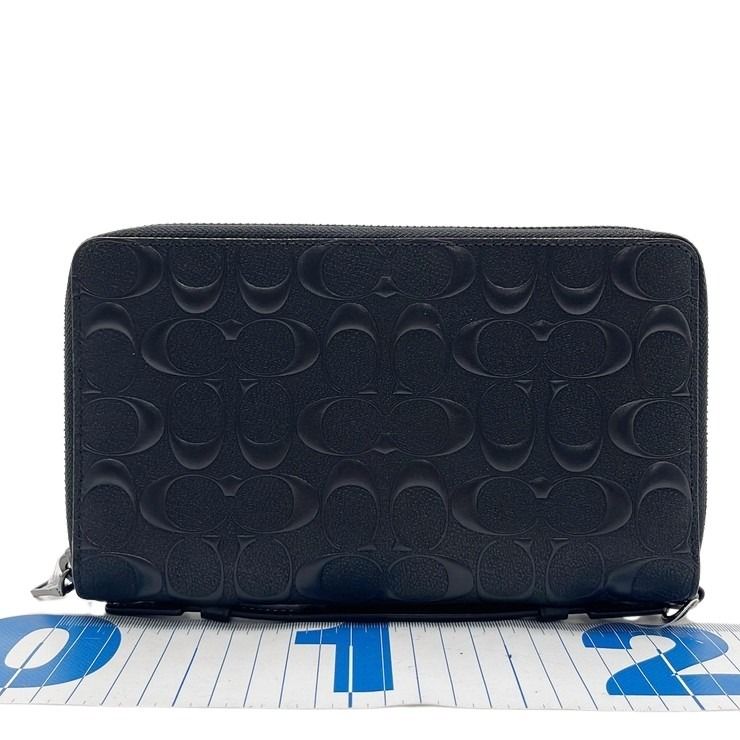 COACH コーチ クラッチバッグ シグネチャー トラベル オーガナイザー F67637 ブラック レザー メンズ 美品