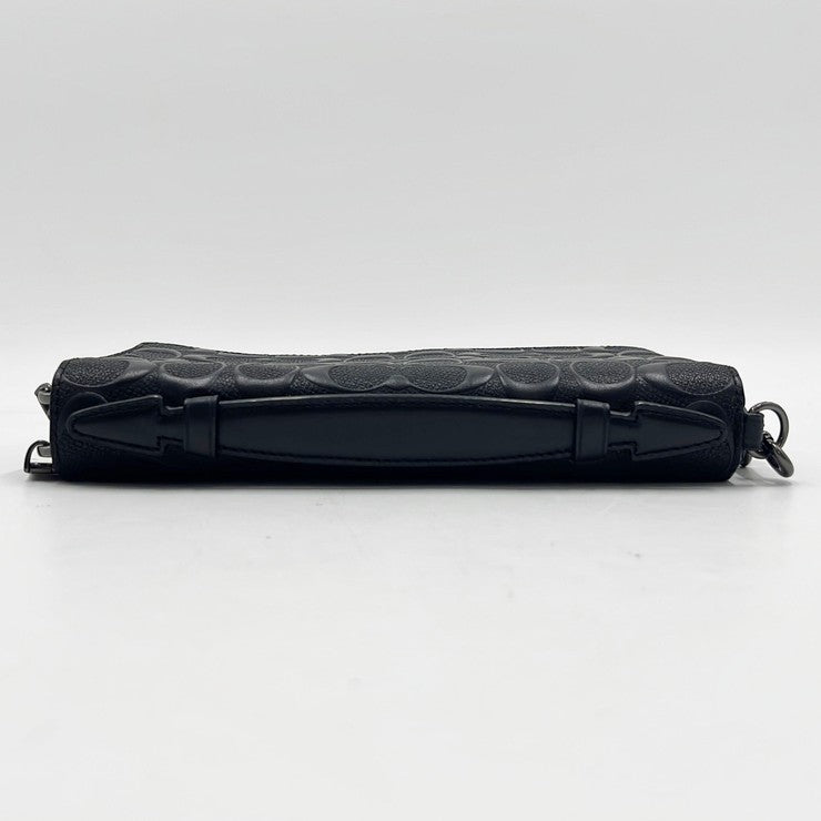 COACH コーチ クラッチバッグ シグネチャー トラベル オーガナイザー F67637 ブラック レザー メンズ 美品