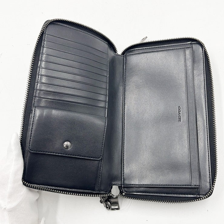 COACH コーチ クラッチバッグ シグネチャー トラベル オーガナイザー F67637 ブラック レザー メンズ 美品