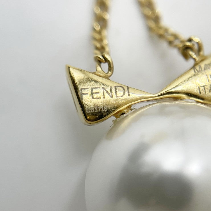 FENDI フェンディ ネックレス FENDI ZODIAC フェンディ ゾディアック ゴールド メタル レディース フェイクパール 美品
