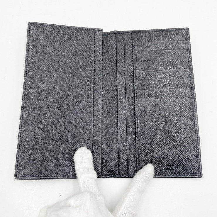 BVLGARI ブルガリ 財布 ブラック レザー メンズ 二つ折り長財布 美品