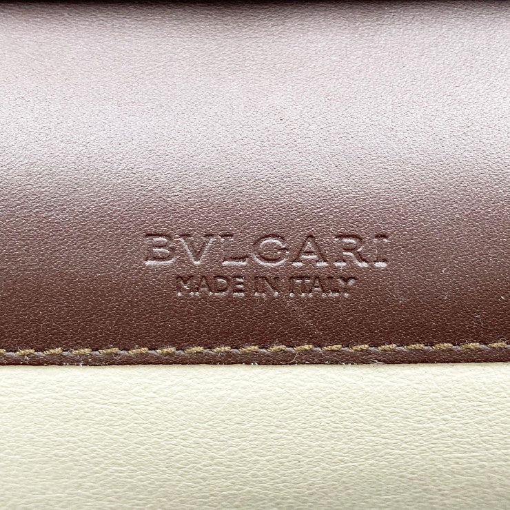 BVLGARI ブルガリ 財布 ブルガリブルガリ 282526 ブラウン レザー ユニセックス ロゴクリップ 二つ折り長財布 シルバー金具 美品