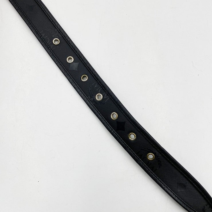 MCM エムシーエム ベルト ブラック キャンバス レザー メンズ ゴールド金具