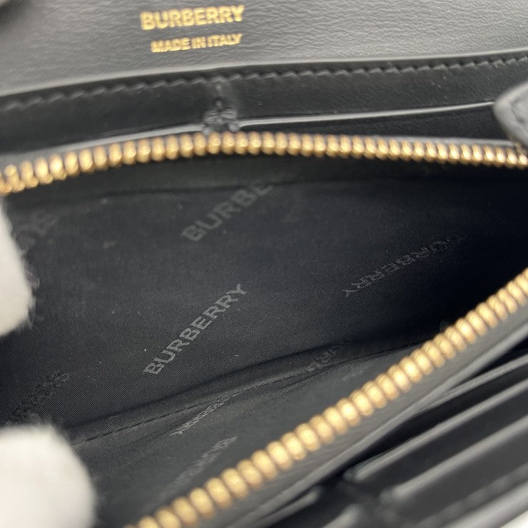 BURBERRY バーバリー 財布 TBコンチネンタルウォレット 8049212 ブラック レザー ユニセックス 二つ折り 長財布 美品