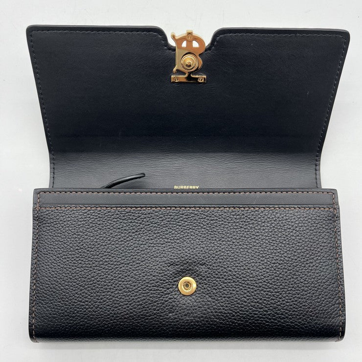 BURBERRY バーバリー 財布 TBコンチネンタルウォレット 8049212 ブラック レザー ユニセックス 二つ折り 長財布 美品