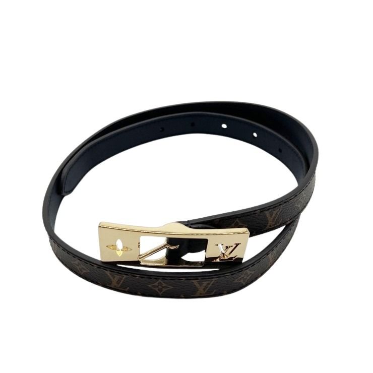 LOUIS VUITTON ベルト LVデュオ 18ミリ リバーシブル M8296 ブラウン ブラック モノグラムキャンバス レザー レディース 美品